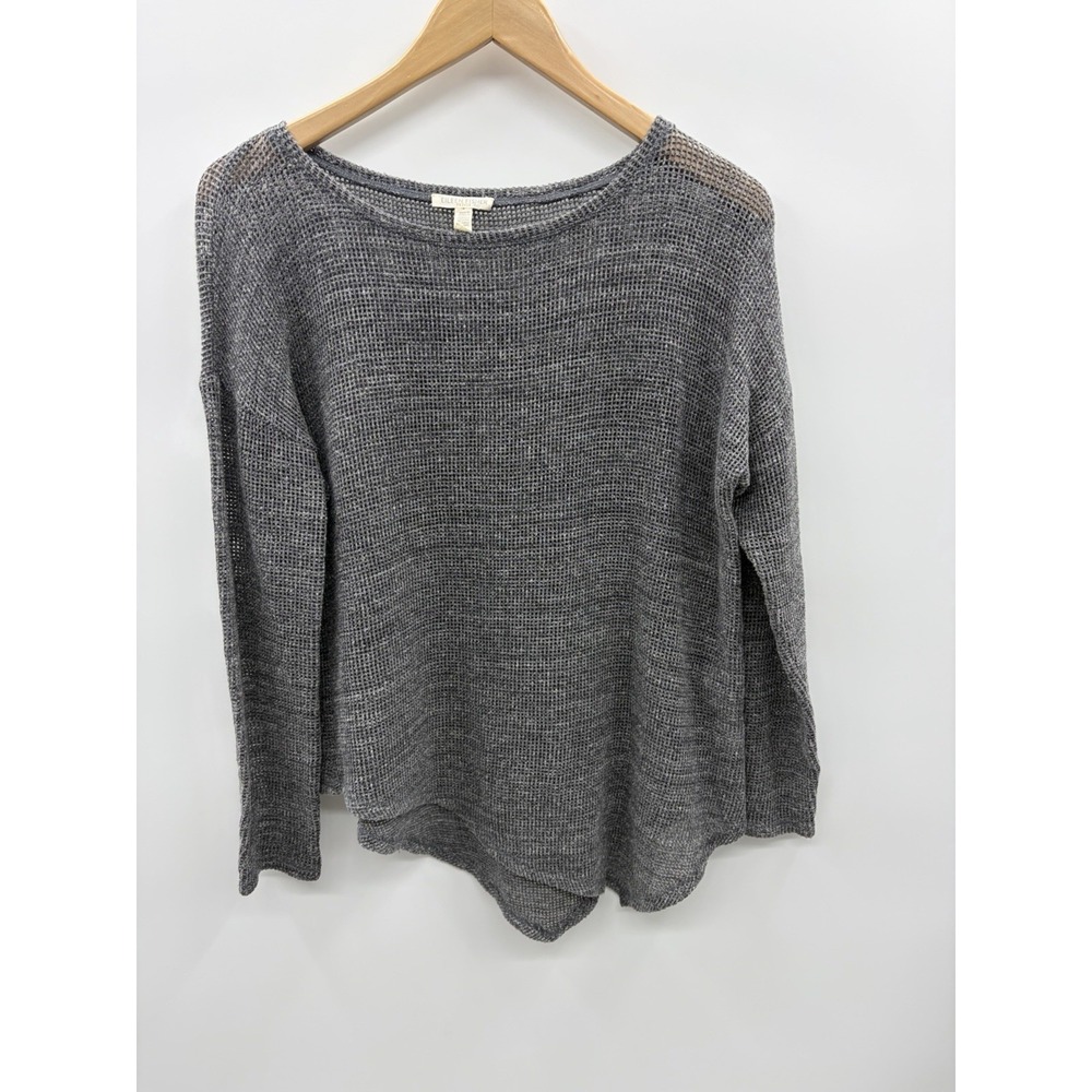 Eileen Fisher Womens Petite Small Cotton Open Stitch Waffle Knit Sweater 2014
